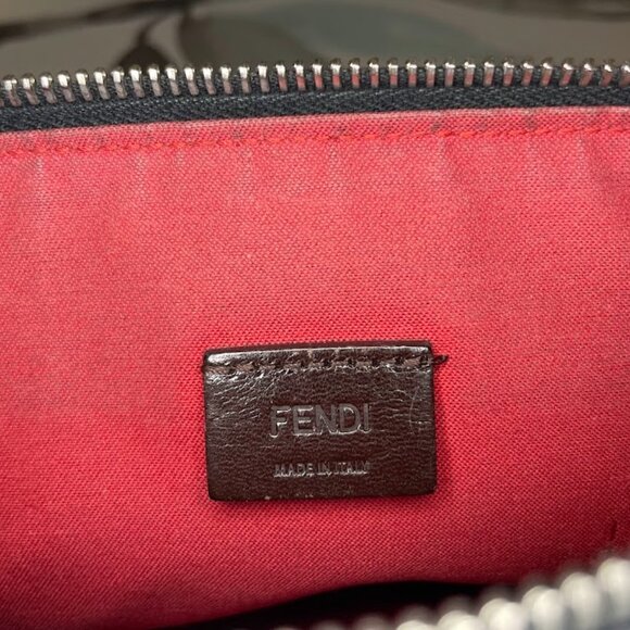 Fendi Vitello Century Monster Eyes Black Leather Zippered Clutch Bag - Picture 6 of 9